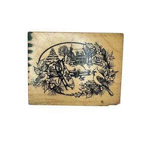 PSX Rubber Stamp Winter Scene with Sleigh 1998 K-2431 Vintage‎ Holiday